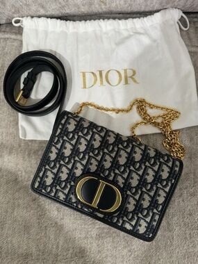 Dior 2-in-1 30 Montaigne Pouch Oblique Belt Bag with Gold Chain Strap